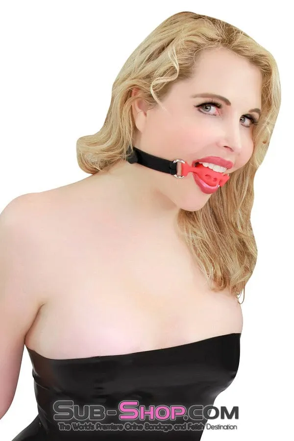 0502RS      Small Red Silicone Breather Ball Gag on Locking Black Strap