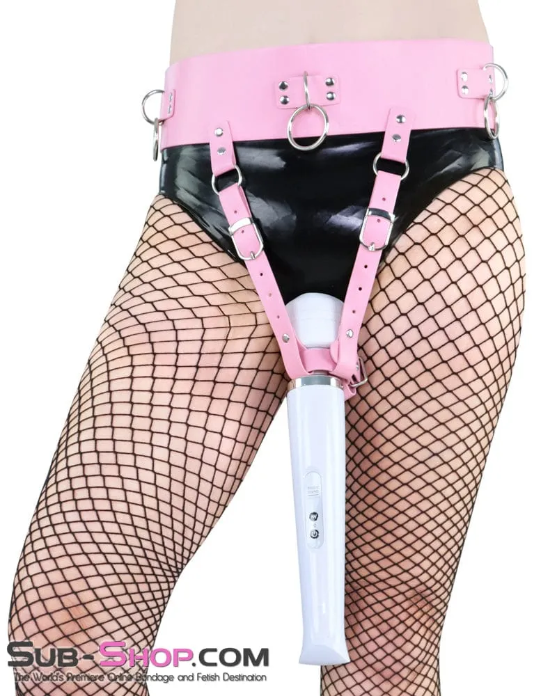 2364DL      Princess Pink Leatherette Forced Fantasy Orgasms Vibrator Harness Bondage Belt - MEGA Deal