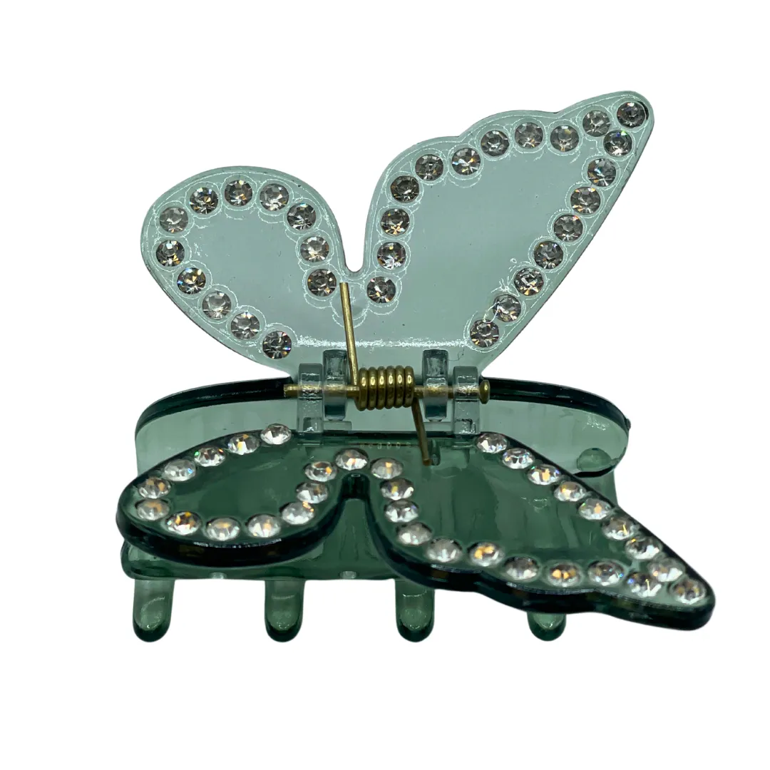 2.5" Green w/Gems Acrylic Butterfly Pack of 3