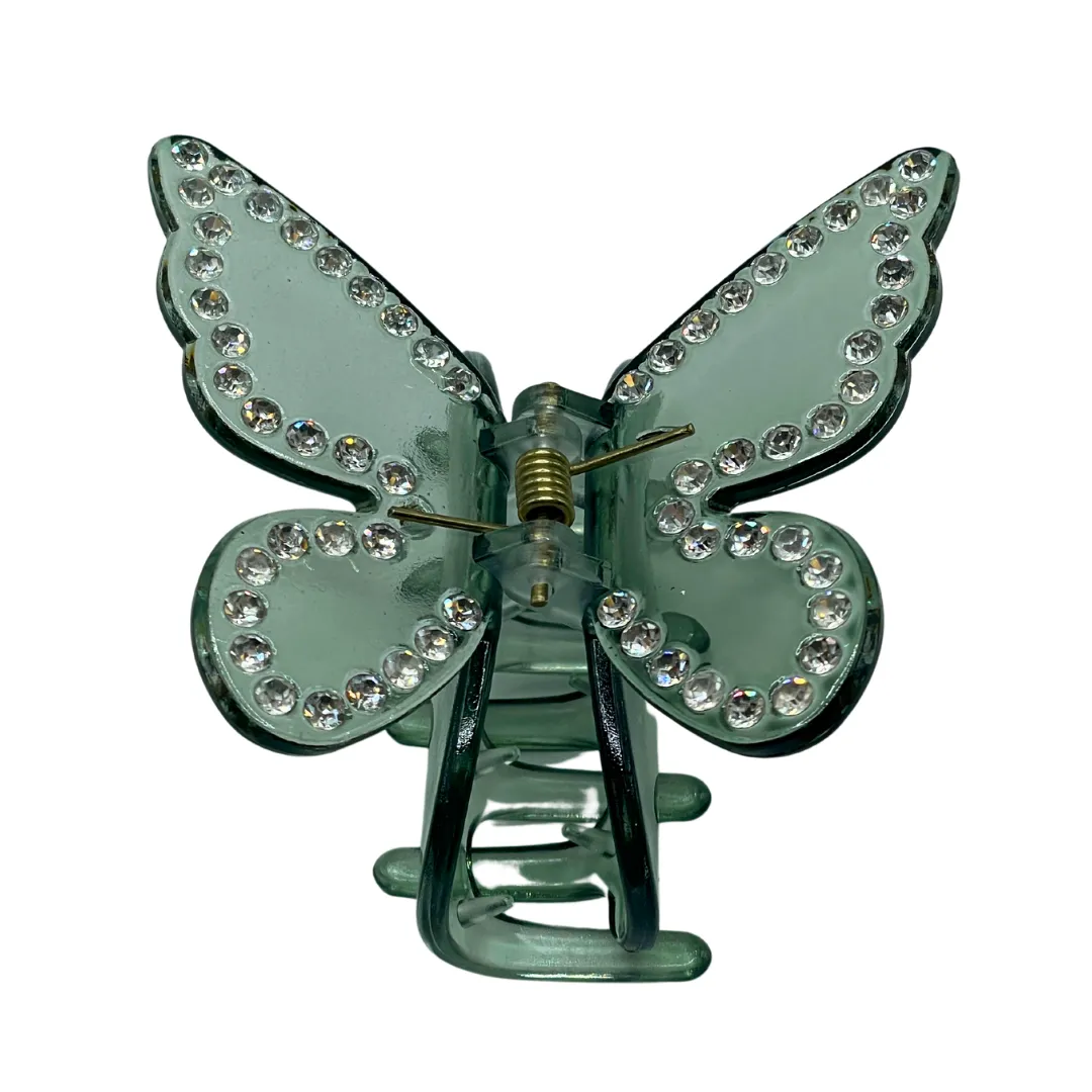 2.5" Green w/Gems Acrylic Butterfly Pack of 3