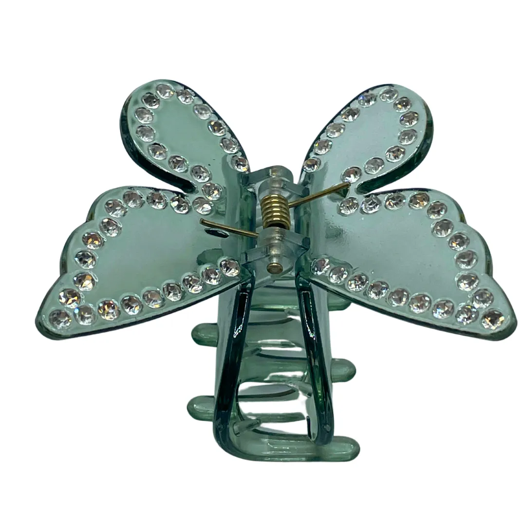 2.5" Green w/Gems Acrylic Butterfly Pack of 3