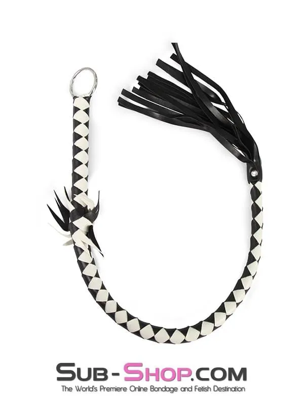 8802MQ      The Motivator 33" Black and White Braided Bullwhip