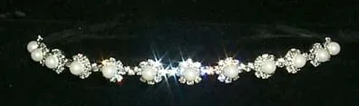 #8927 Pearl and rhinestone rosette headband
