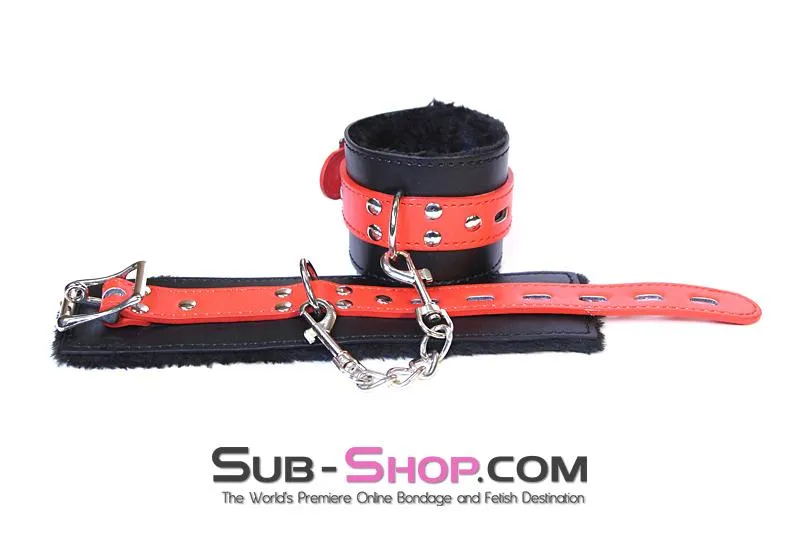 9015DL      Comfy Captive Locking Fur Lined Ankle Bondage Cuffs Set - LAST CHANCE - Final Closeout!
