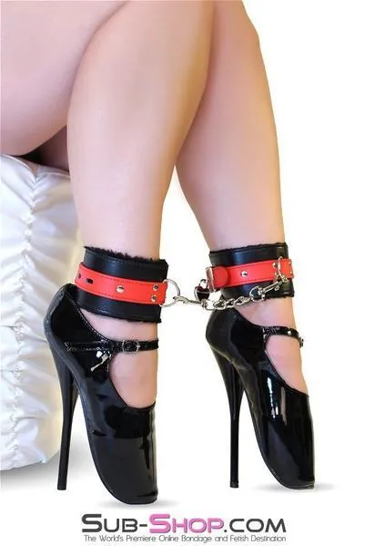 9015DL      Comfy Captive Locking Fur Lined Ankle Bondage Cuffs Set - LAST CHANCE - Final Closeout!