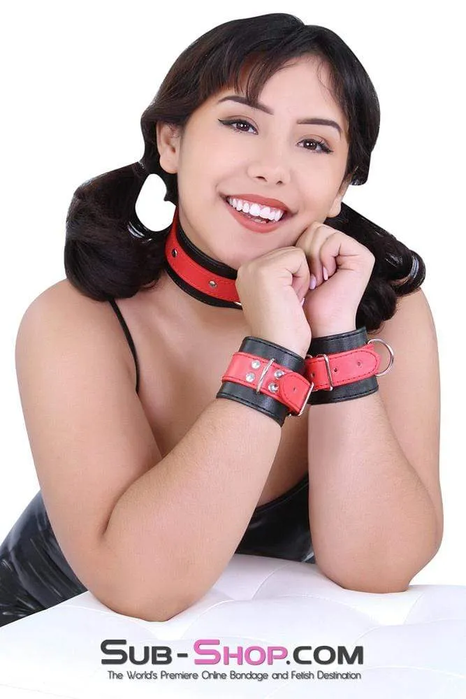9024MQ      Red Stripes Black Wrist Cuffs with Red Strap - LAST CHANCE - Final Closeout!