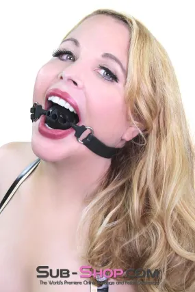 9802M      Small Black Silicone Locking Breather Ball Gag