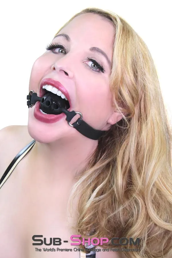9802M      Small Black Silicone Locking Breather Ball Gag