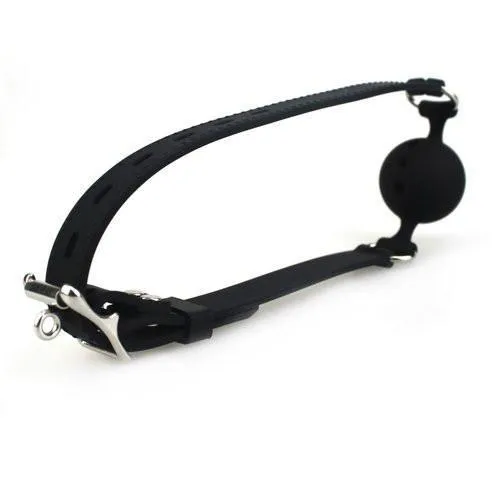 9802M      Small Black Silicone Locking Breather Ball Gag