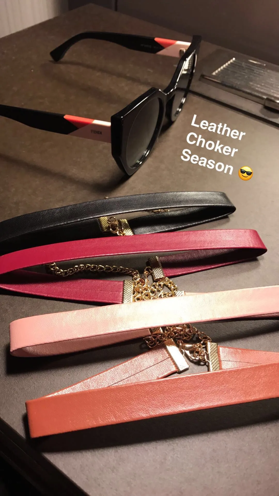 Amber R Leather Choker