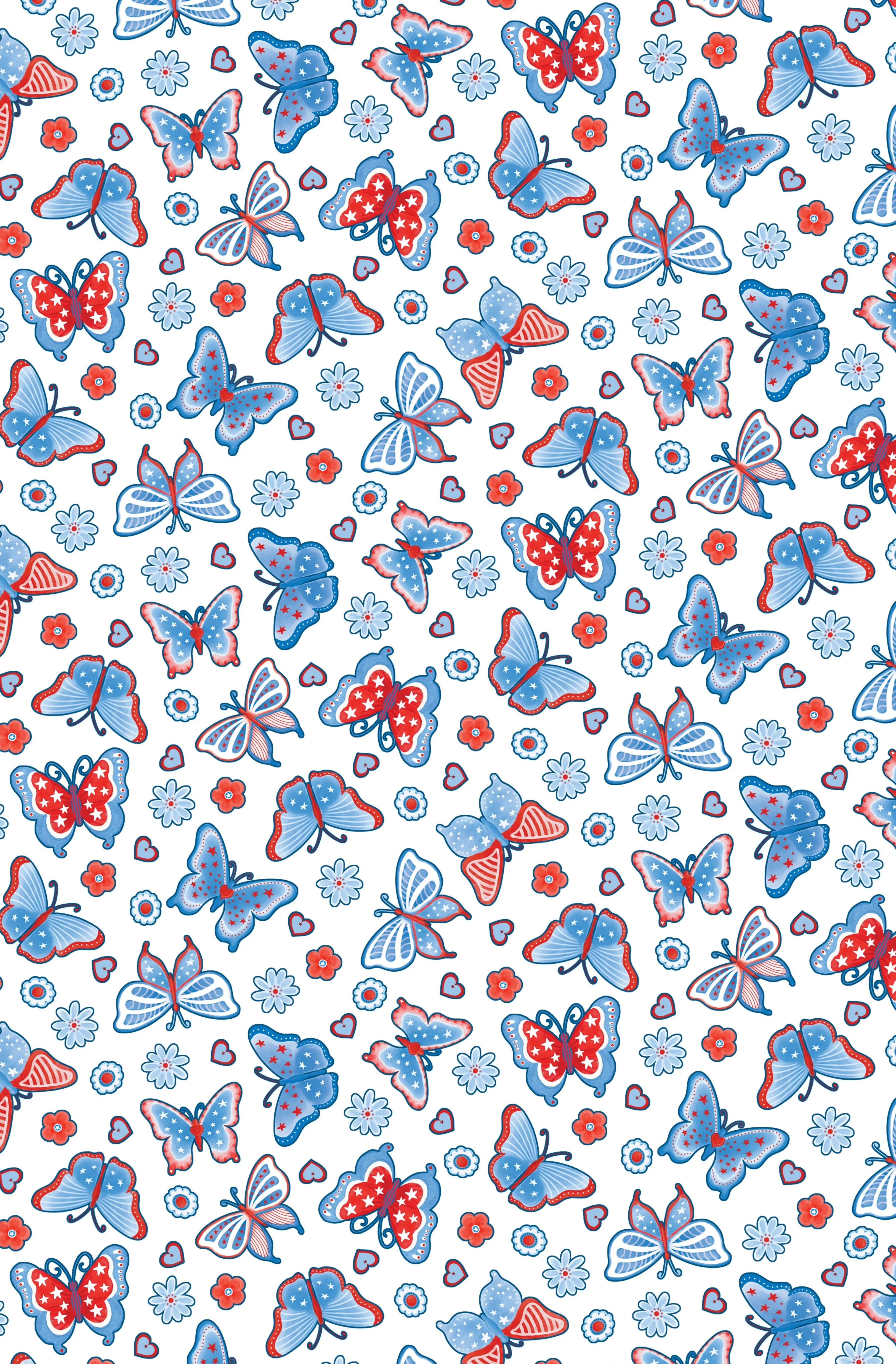 Americana Butterflies White – 100% Quilting Cotton Fabric by the Yard