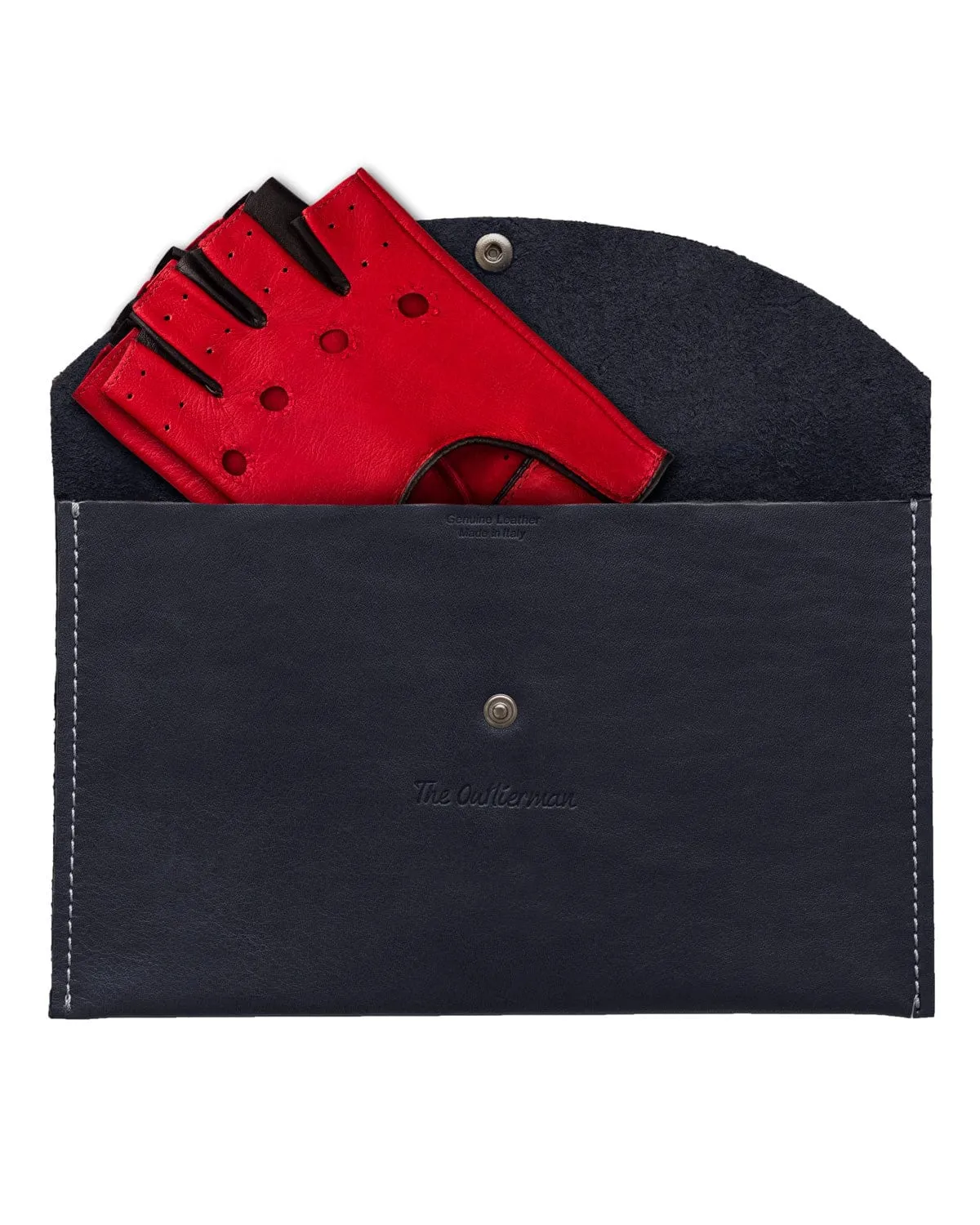 AUTHENTIC RACE MK2 - Fingerless Leather Driving Gloves - Red/Black