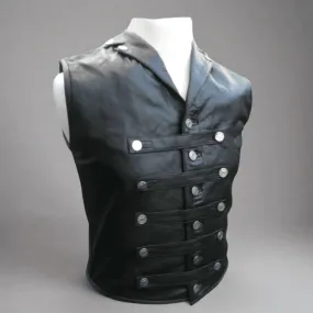 Black Leather Corset Vests for Men