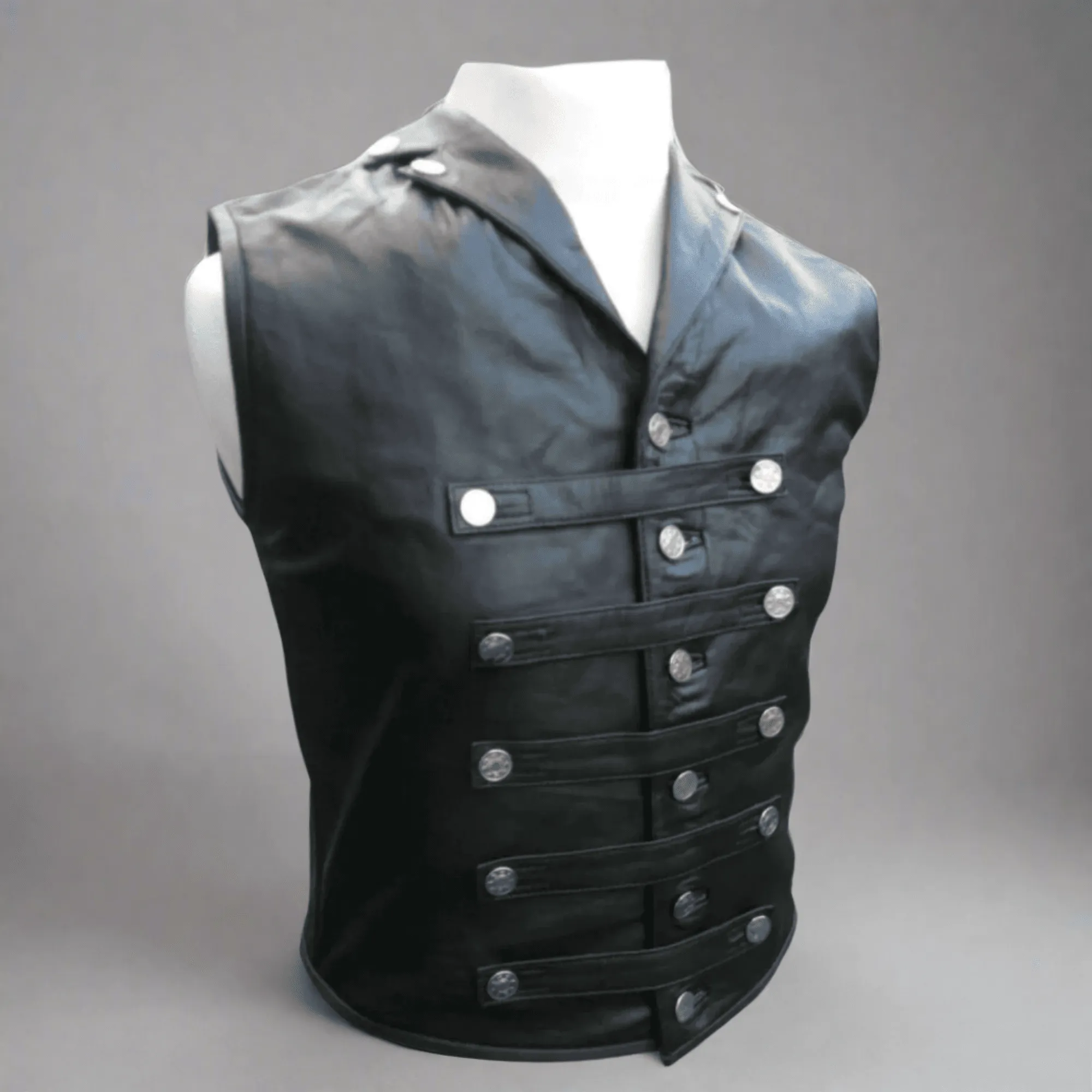 Black Leather Corset Vests for Men