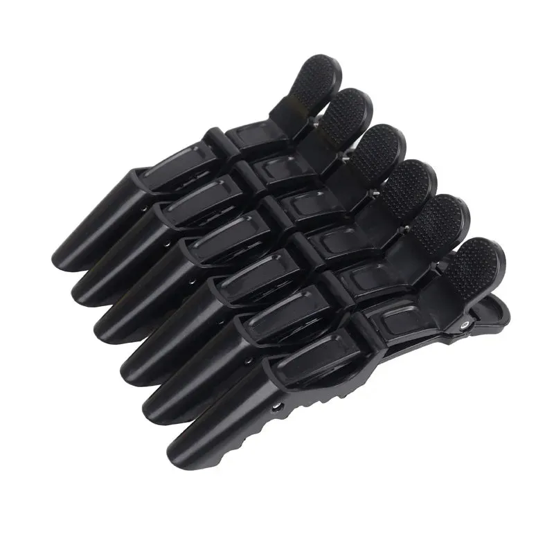 Black Plastic Alligator Clips - Hairdressing Clamps for Styling