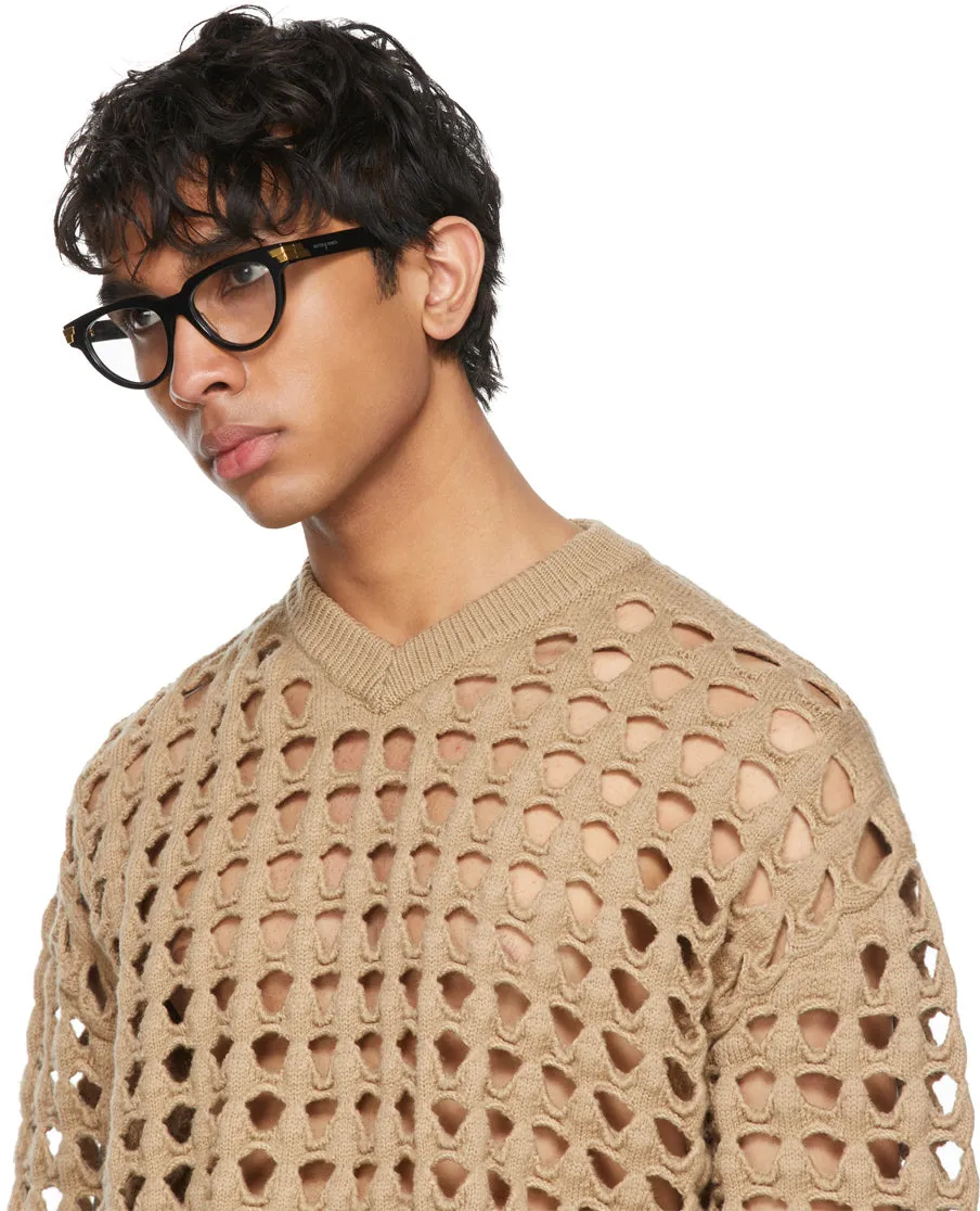 Bottega Veneta Black Cat-Eye Glasses