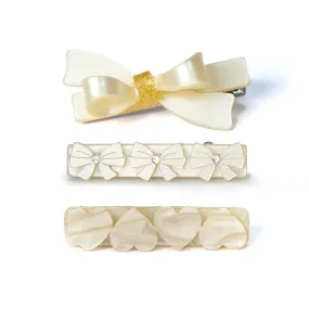 BOWS & HEARTS CLIPS  SET OF 3