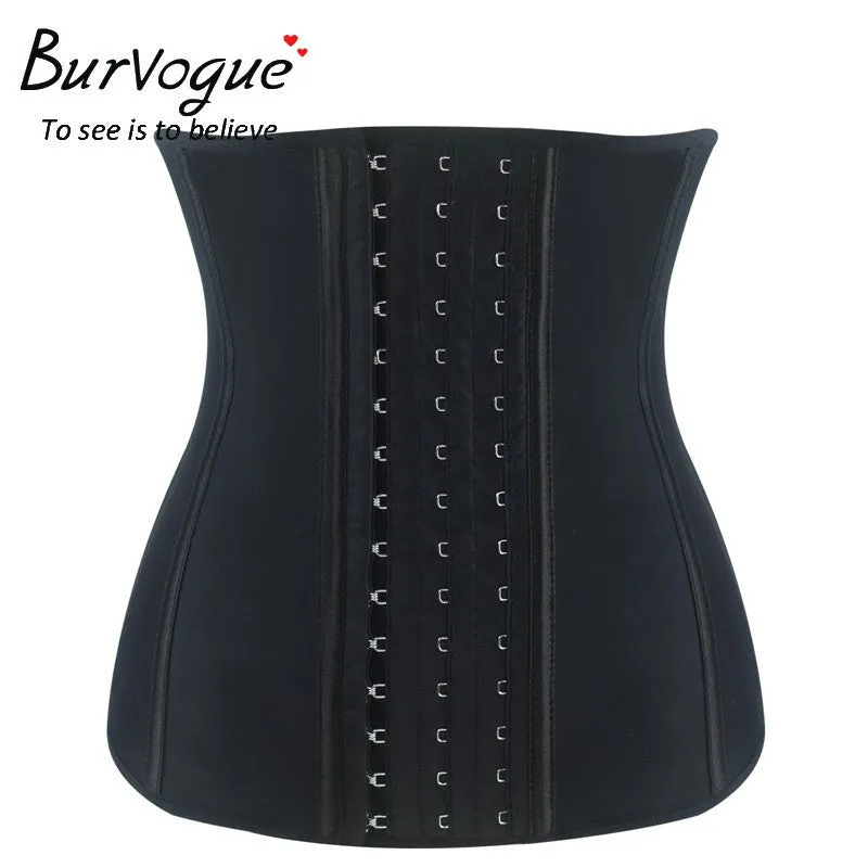 Burvogue Hot Shapers Waist Trainer Steel Bone Latex Waist Shaper Underbust Women Slimming Body Shaper Plus Size Shapewear