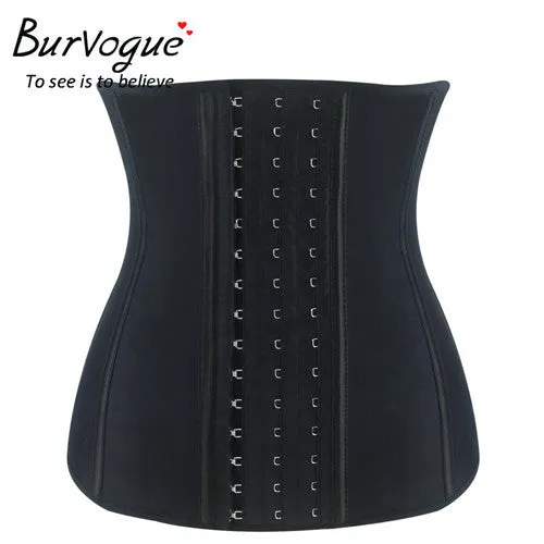 Burvogue Hot Shapers Waist Trainer Steel Bone Latex Waist Shaper Underbust Women Slimming Body Shaper Plus Size Shapewear