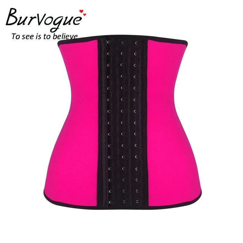 Burvogue Hot Shapers Waist Trainer Steel Bone Latex Waist Shaper Underbust Women Slimming Body Shaper Plus Size Shapewear