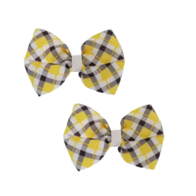 Cherish Hair Bow - Yellow Tartan