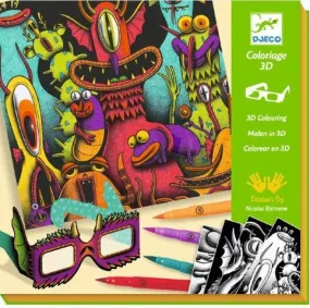 Djeco Art Kit - Colouring 3D Funny Freaks
