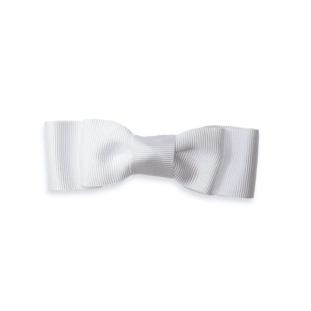 Eva's House Girls Midi Bow on Clip - Grosgrain - White