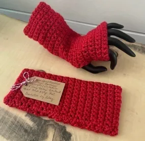 Extra Soft Red Glitter Gaming Texting Writing Tech Fingerless Gloves Wrist Warmers Sparkly Glam Handmade Fashion Gift Women Accessory Fall Winter Cold Weather