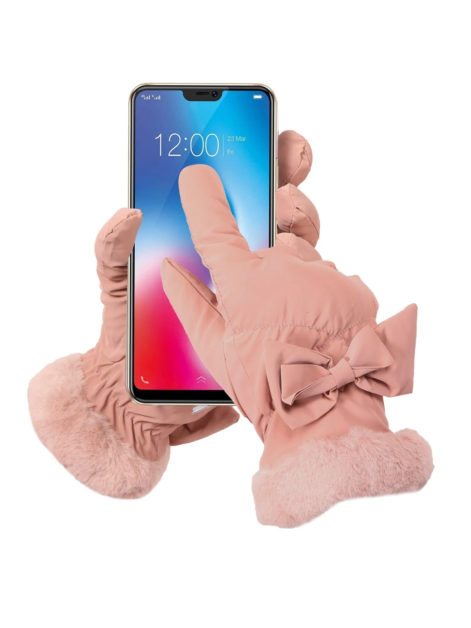 FabSeasons Water-Resistant Touchscreen Peach Winter Gloves for Girls and Women: Fits 10 Years & Above