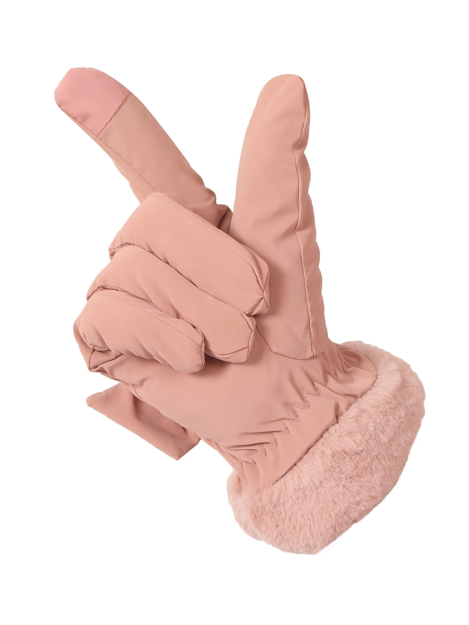 FabSeasons Water-Resistant Touchscreen Peach Winter Gloves for Girls and Women: Fits 10 Years & Above