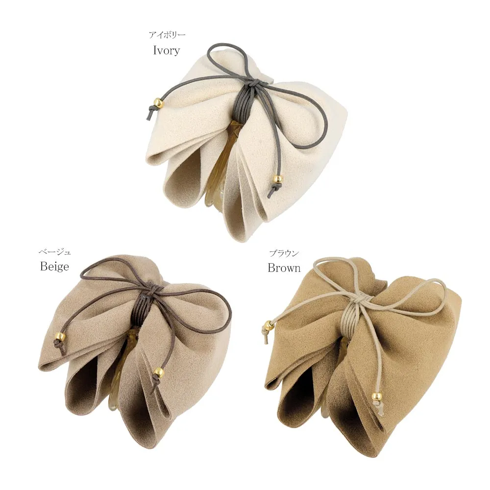 Faux Suede Ribbon Hair Claw