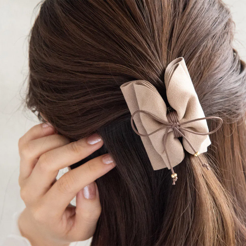Faux Suede Ribbon Hair Claw