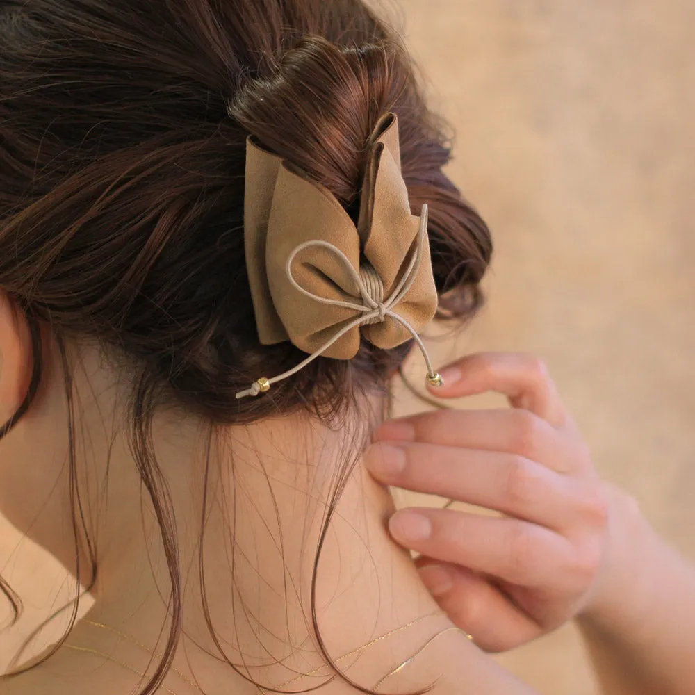 Faux Suede Ribbon Hair Claw