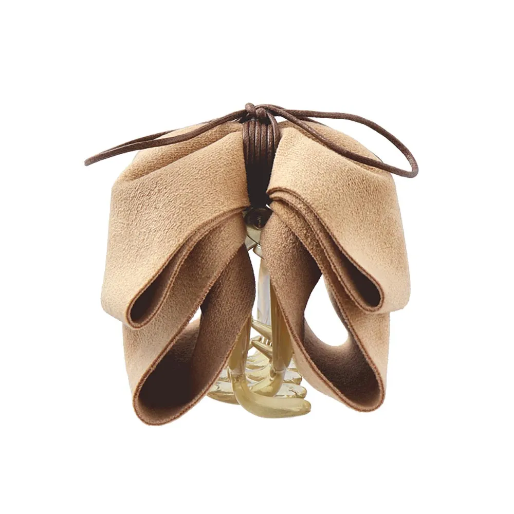 Faux Suede Ribbon Hair Claw