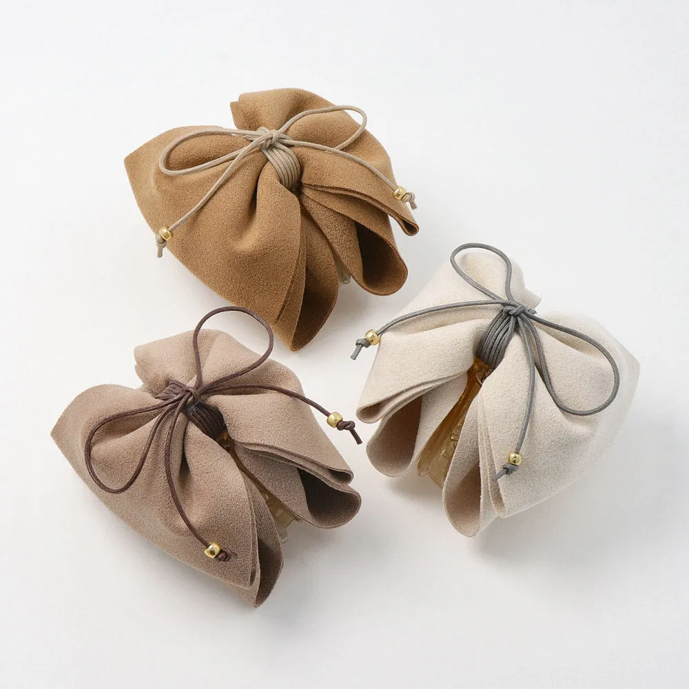Faux Suede Ribbon Hair Claw