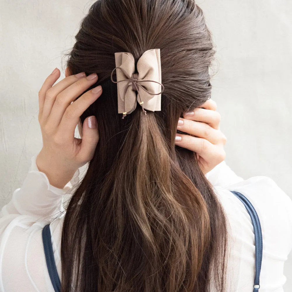 Faux Suede Ribbon Hair Claw