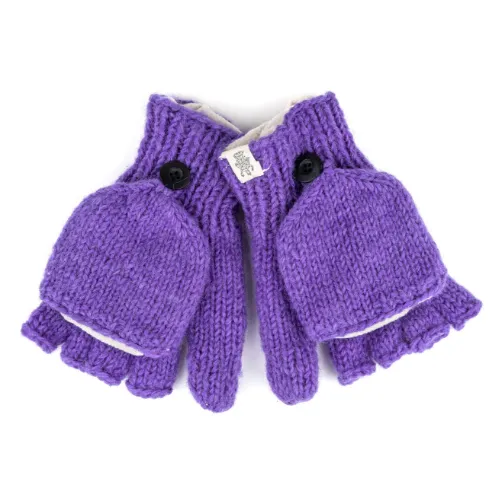 Fingerless Gloves With Button Flap and Fleece Lining