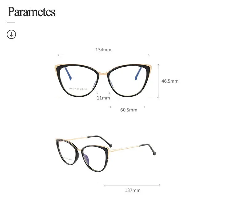 Hotony Women's Full Rim Cat Eye TR 90 Resin Alloy Frame Eyeglasses 7019