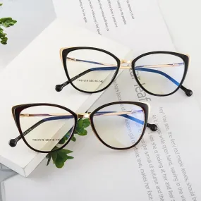 Hotony Women's Full Rim Cat Eye TR 90 Resin Alloy Frame Eyeglasses 7019