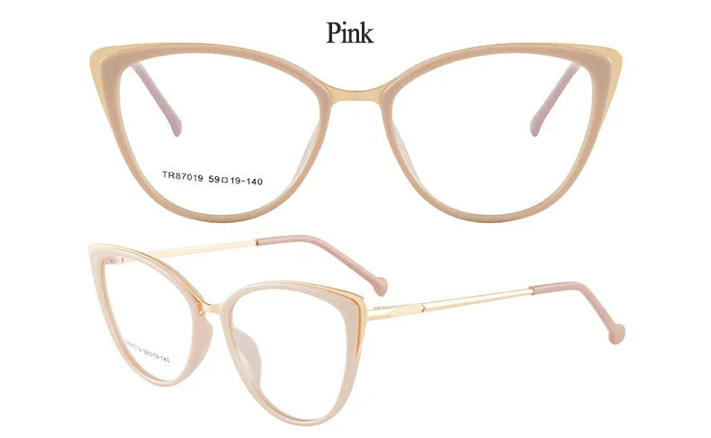 Hotony Women's Full Rim Cat Eye TR 90 Resin Alloy Frame Eyeglasses 7019