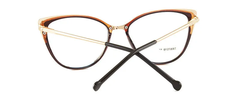 Hotony Women's Full Rim Cat Eye TR 90 Resin Alloy Frame Eyeglasses 7019