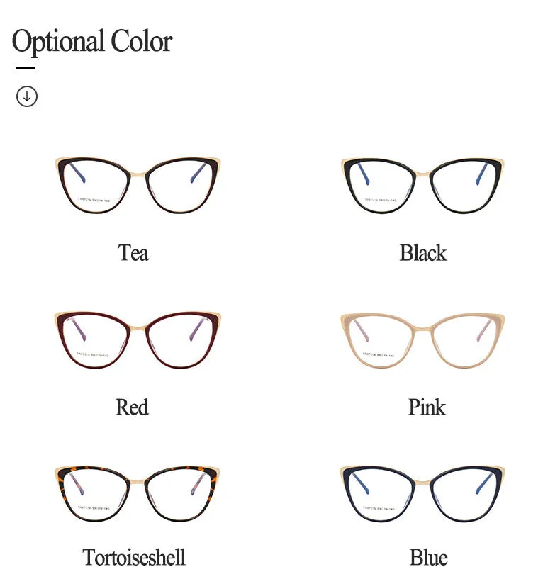 Hotony Women's Full Rim Cat Eye TR 90 Resin Alloy Frame Eyeglasses 7019