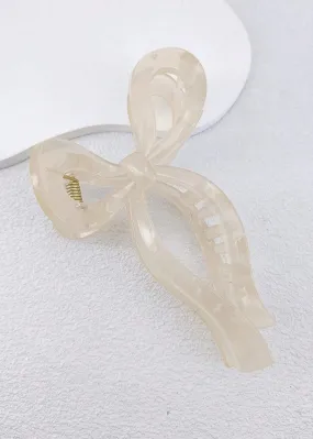Lorie Bow Hair Claw Beige