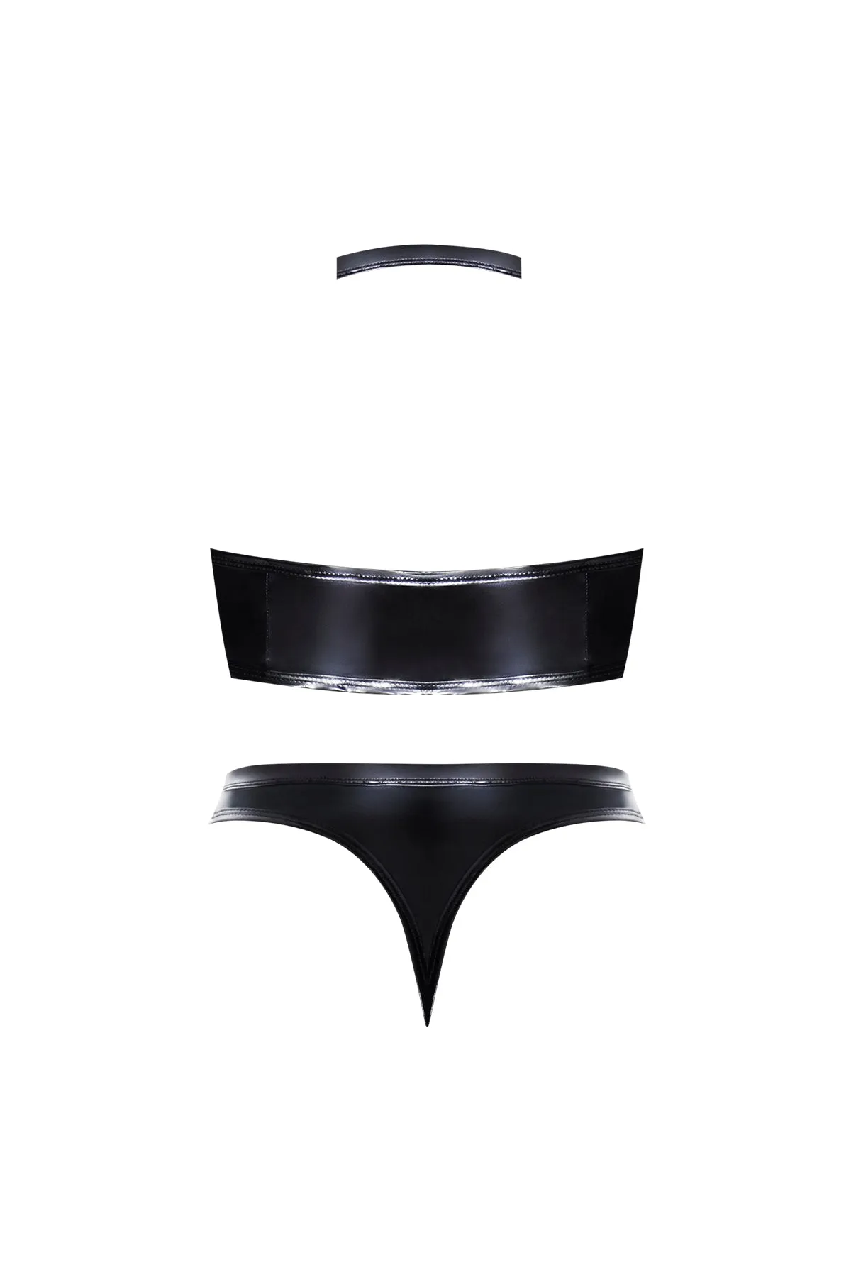 Magic Silk Hard Candy Underbust Harness & High Leg Split Crotch Thong Black