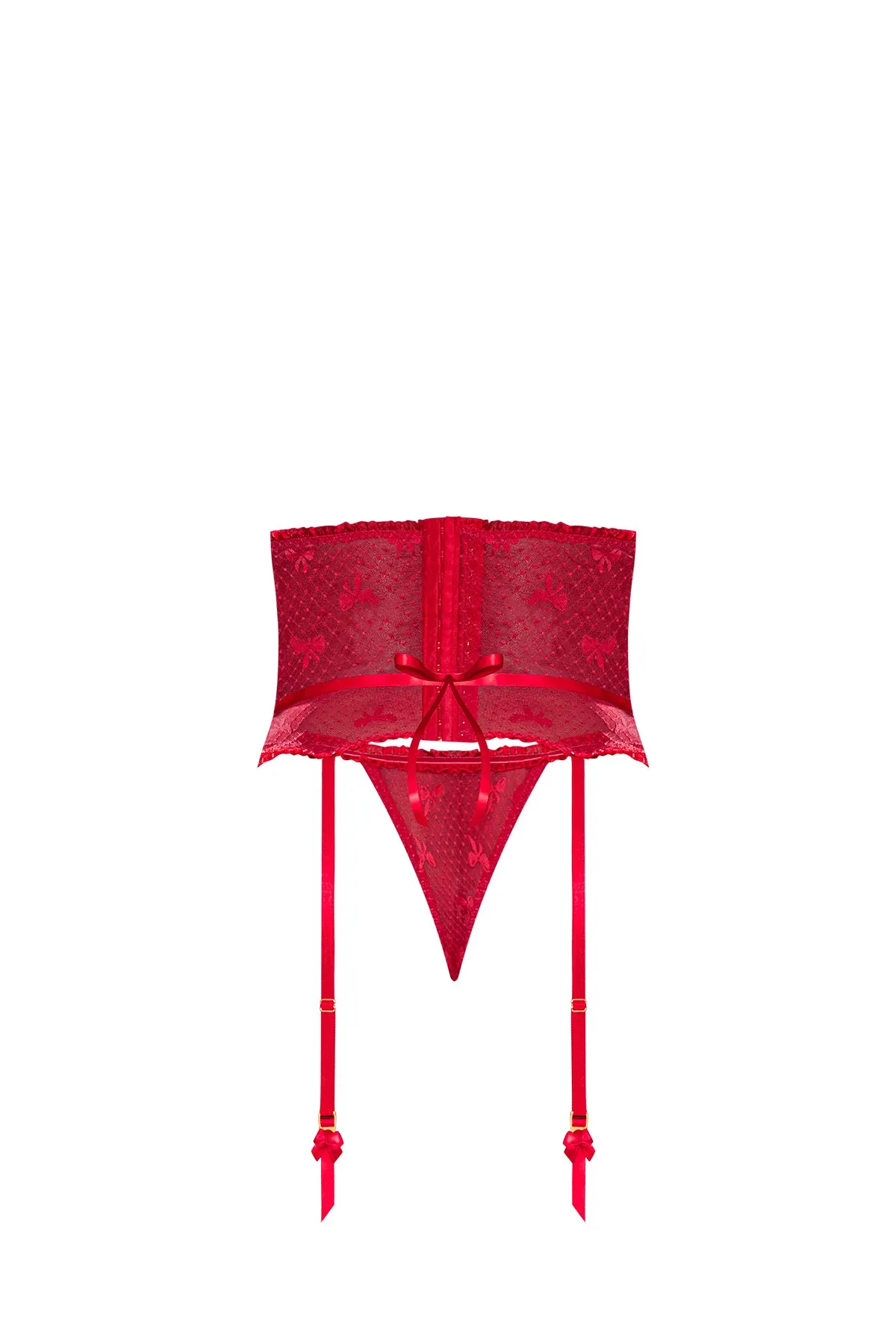 Magic Silk With Love Gartered Waist Cincher & Tanga Panty Red