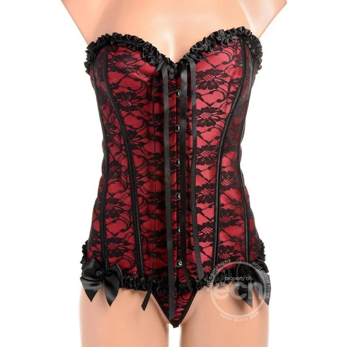 Master Series Scarlet Seduction Lace-up Corset & Thong Red/Black