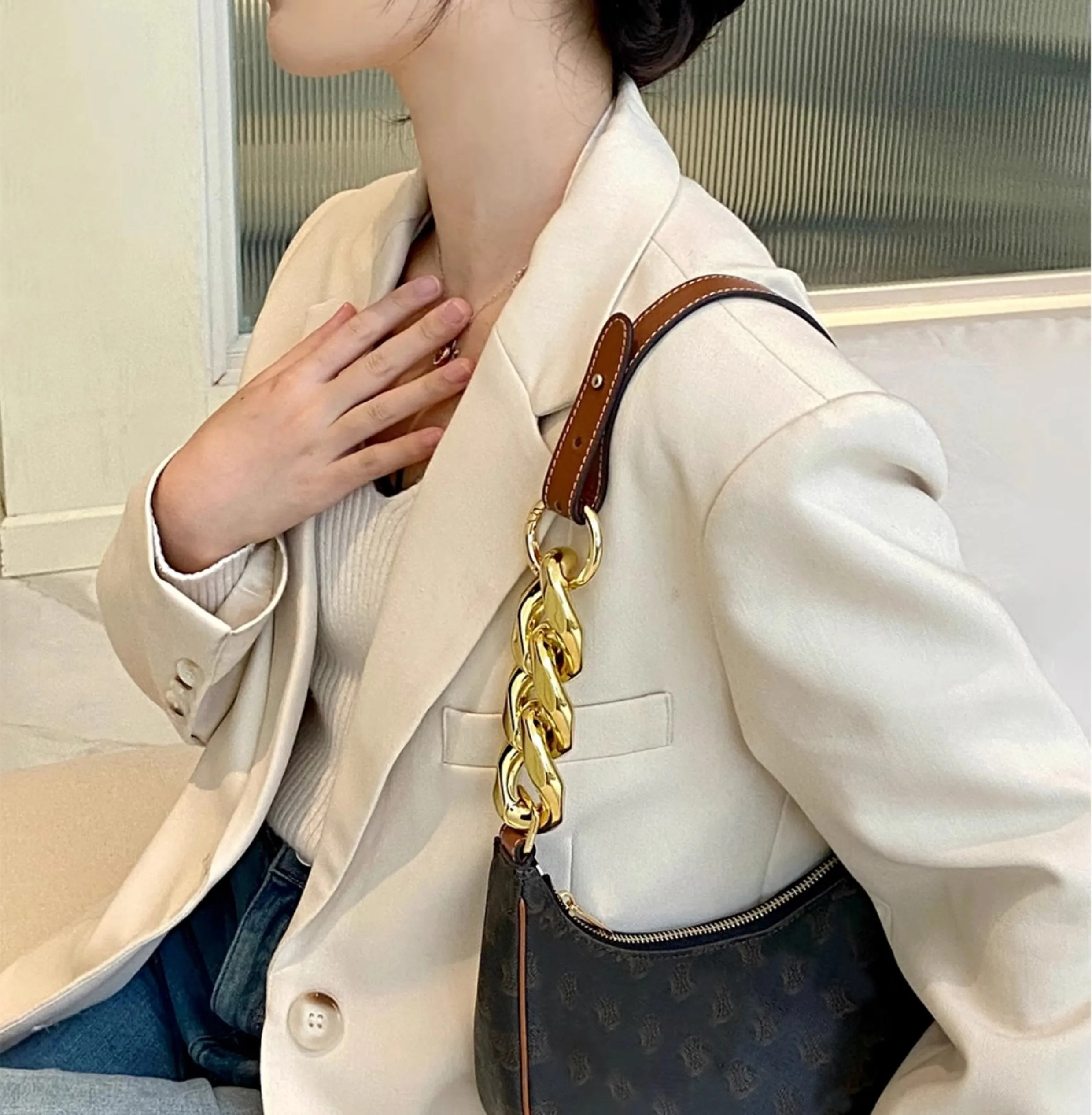 Metal Extension Chain for AVA 193952BZJ 04LU Handbag, Metal Extended Chain Shoulder Strap Accessory