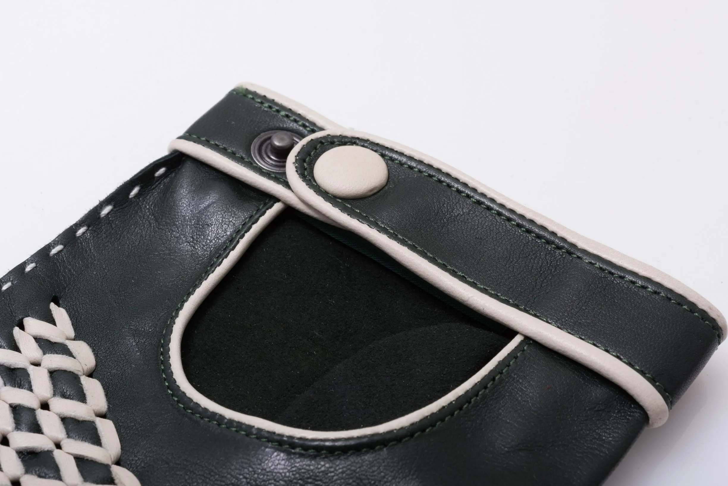 Racing Green & Cream Leather Driving Gloves