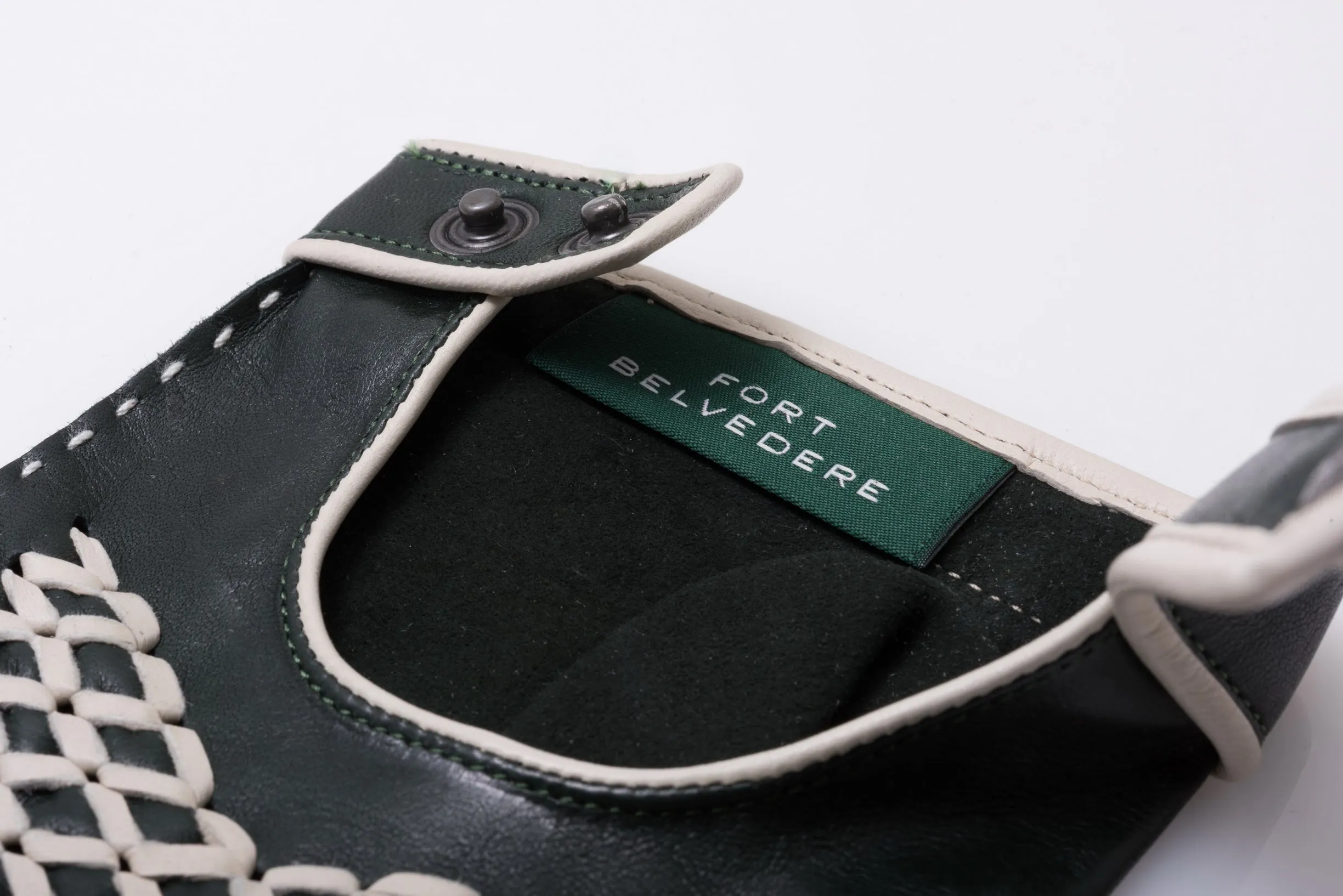 Racing Green & Cream Leather Driving Gloves