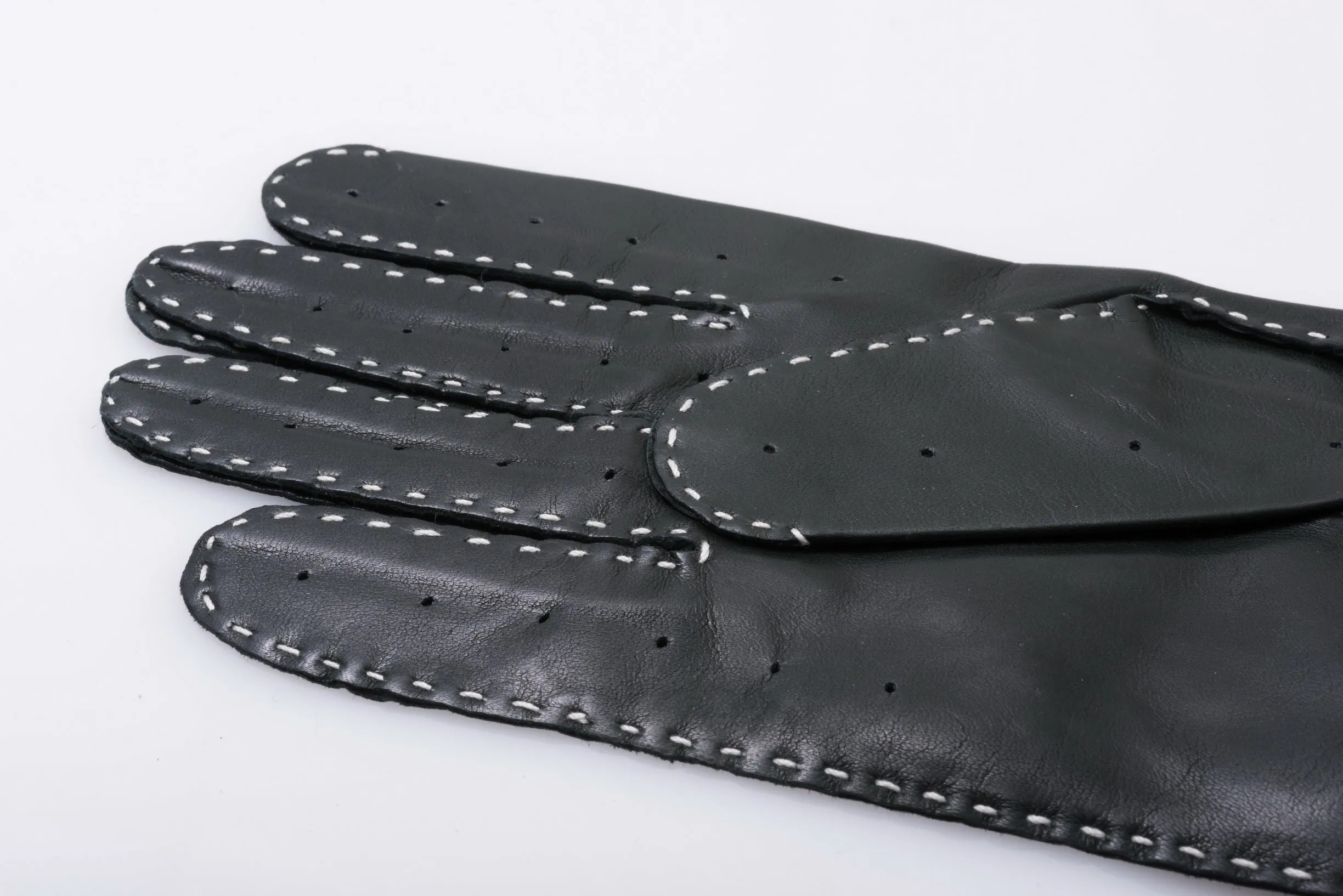 Racing Green & Cream Leather Driving Gloves